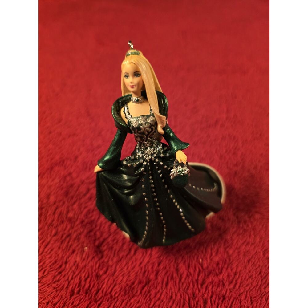 2004 Hallmark Keepsake Barbie Ornament Green Black Gown Purse No Box Mattel